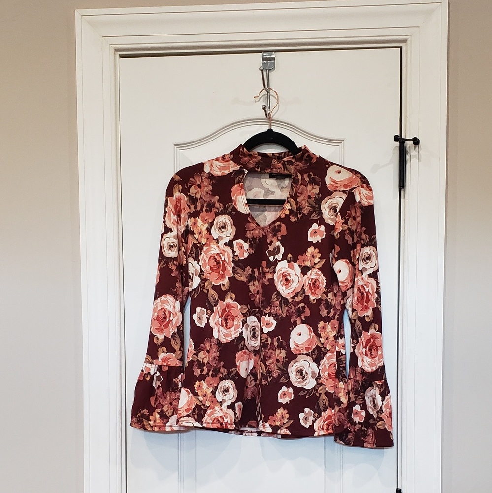 Floral Print Maroon Shirt